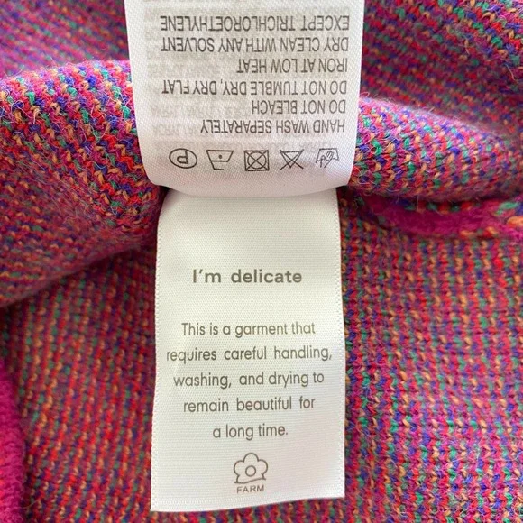 NWT FARM RIO Rainbow Wild Hearts Sweater Dress Bubble Sleeve Mock Neck Mini S - Picture 12 of 14